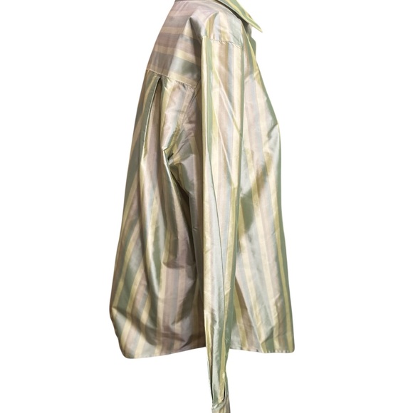 Linda Allard Ellen Tracy silk striped Corp core comfort career shirt - Picture 3 of 12